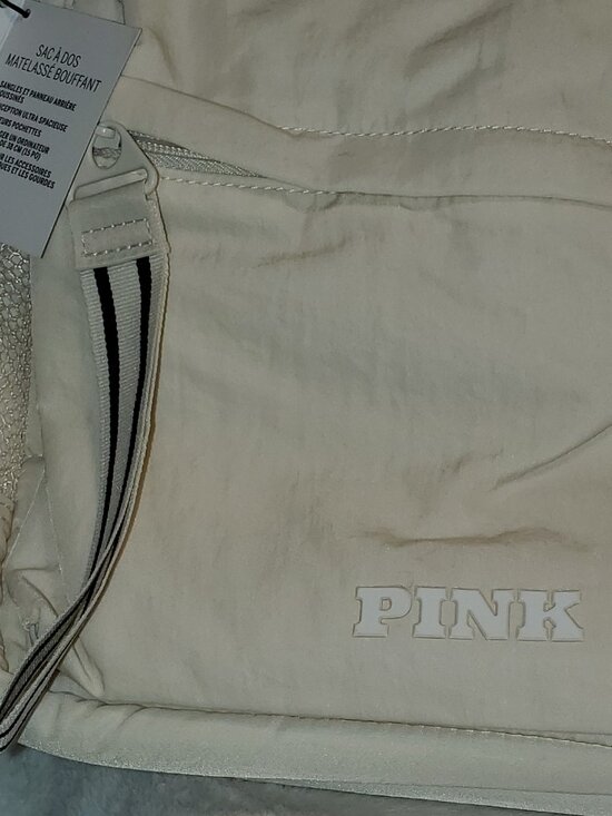 PINK Victoria’s Secret quilted Puffer Backpack Ivory Color  NEW W/TAGS! main image 9